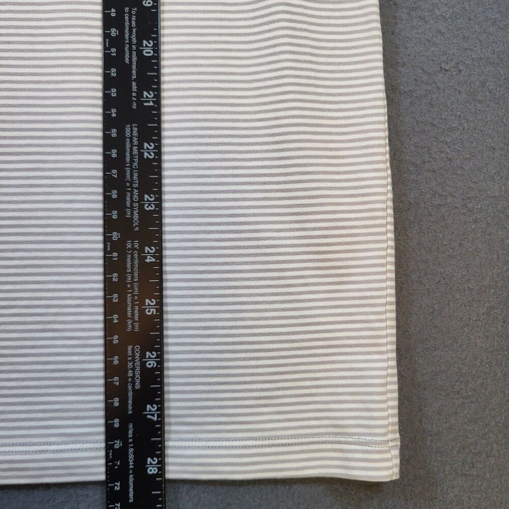 Uniqlo AIRism Cotton Blend Shirt Mens Large Gray White Striped Ringer Crew Neck - Picture 5 of 8